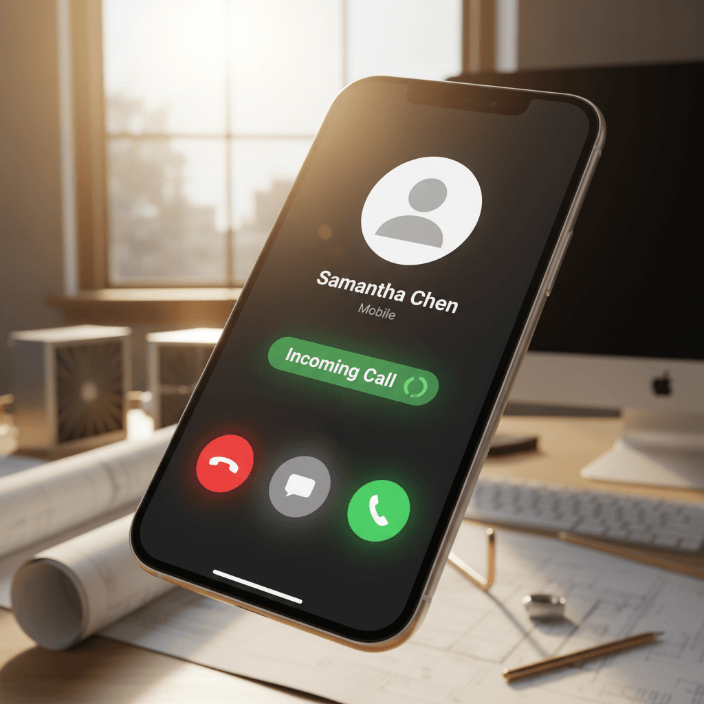 Smart Valley Reception AI receptionist answering a call on mobile phone