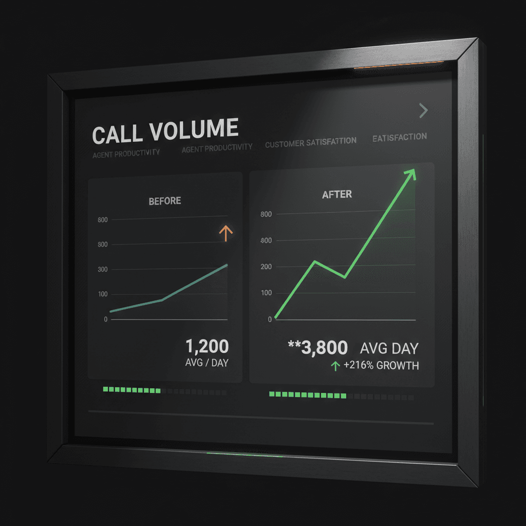 Business metrics showing increased call capture and bookings