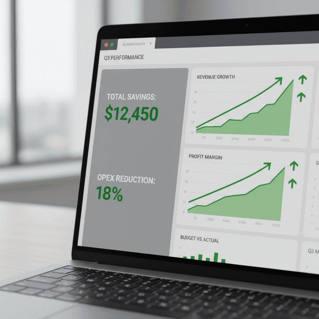 Calculator dashboard showing cost savings metrics