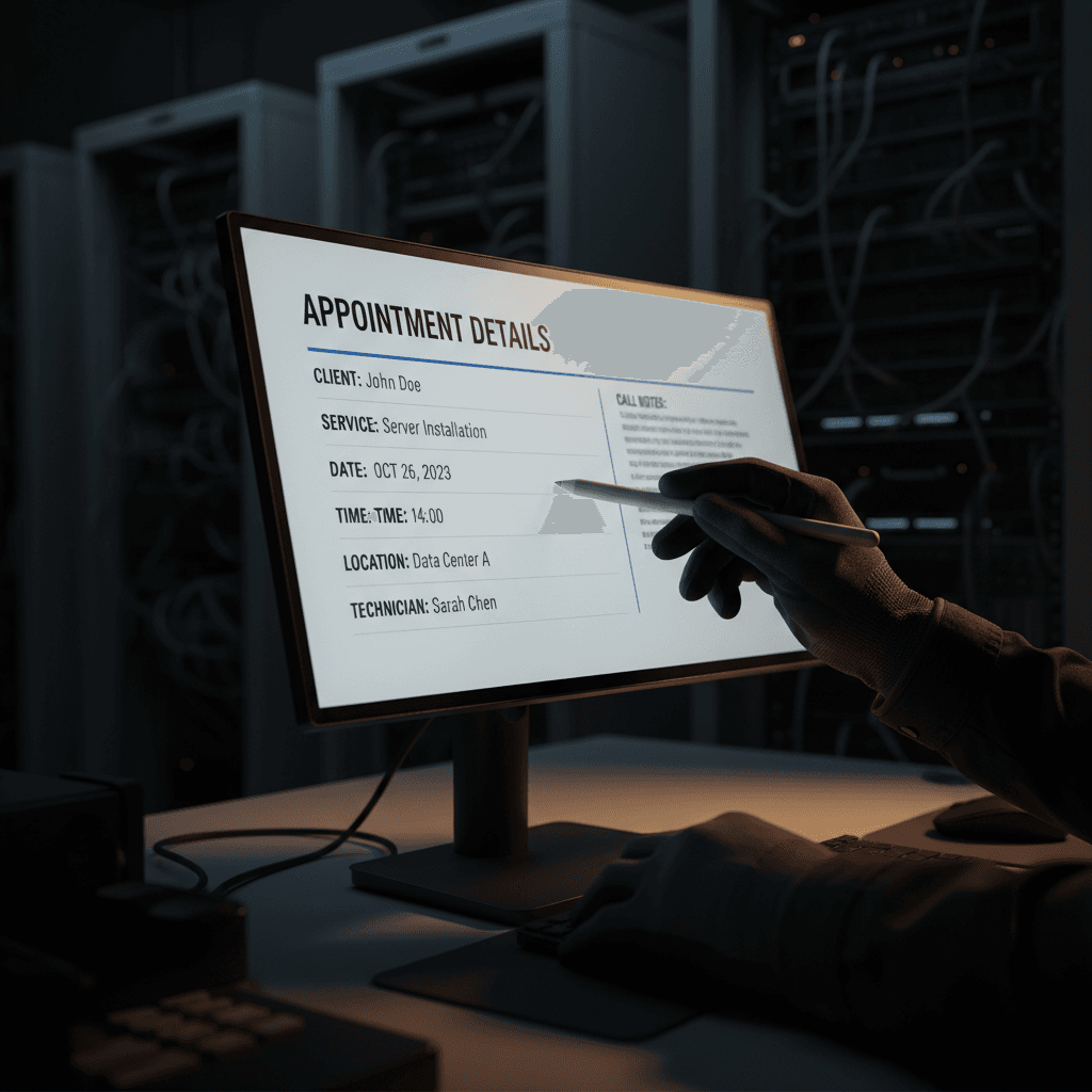 AI receptionist capturing lead information on screen
